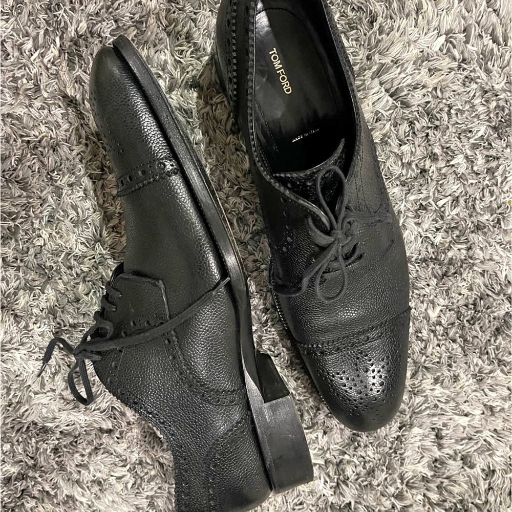 Tom Ford Black Textured Leather Dress Shoes